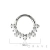 316L SURGICAL STEEL MULTI ROUND CZ SEPTUM HINGED SEGMENT HOOP RING